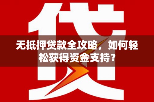 翁源无抵押贷款全攻略，如何轻松获得资金支持？