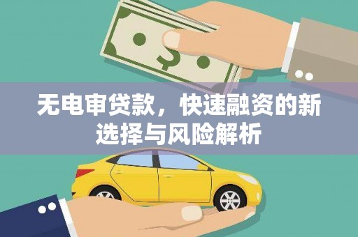 玛纳斯无电审贷款，快速融资的新选择与风险解析