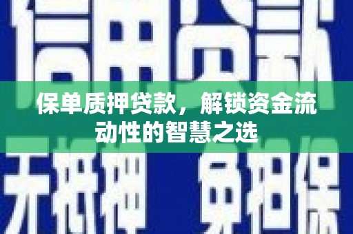 沾化保单质押贷款，解锁资金流动性的智慧之选