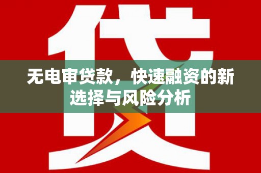 信宜无电审贷款，快速融资的新选择与风险分析